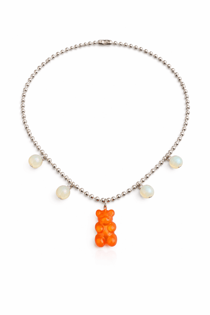 Dolce Bear Necklace with a gummy bear pendant on a white background