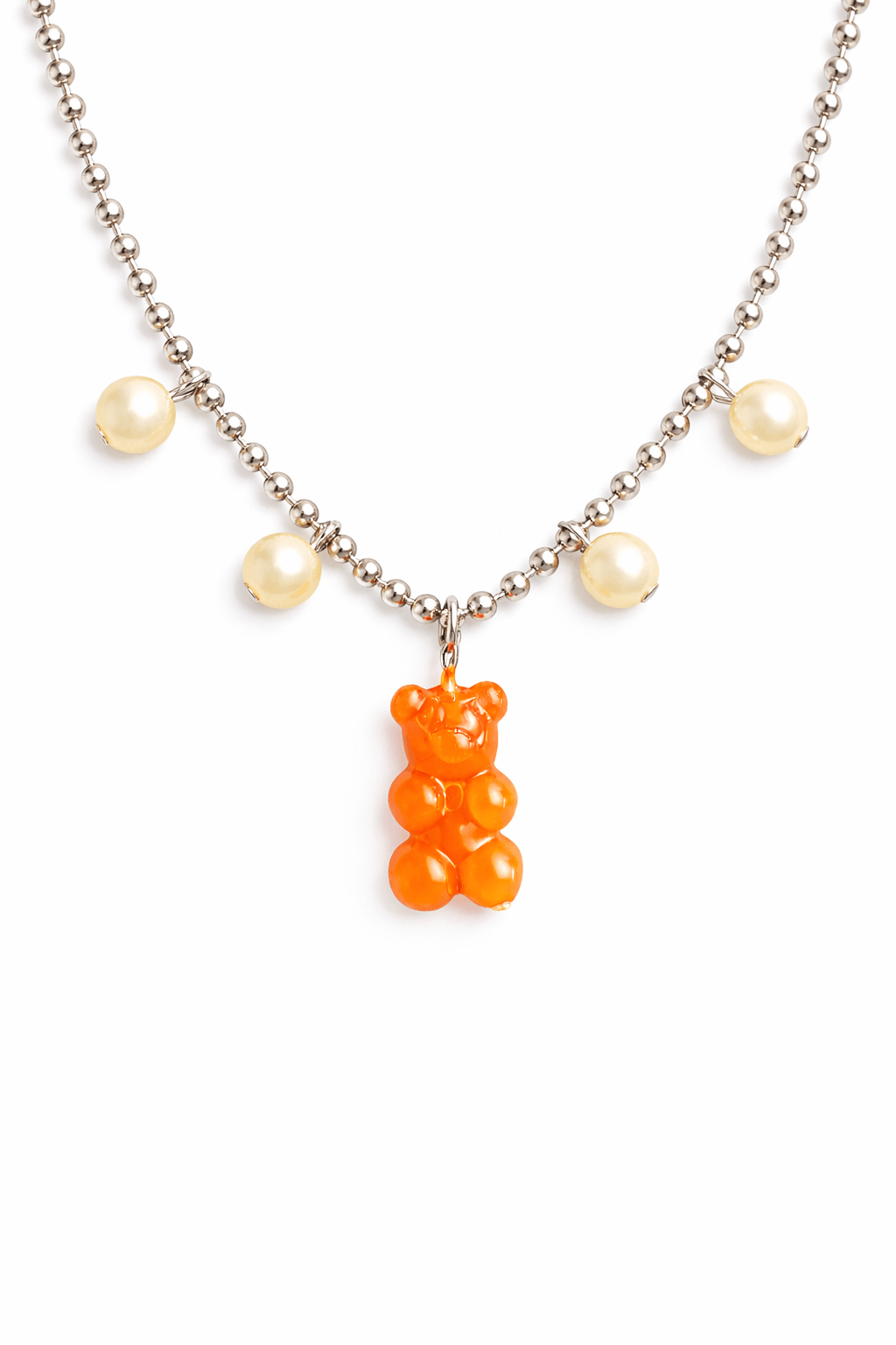 Dolce Bear Necklace with a gummy bear pendant on a white background