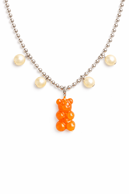 Dolce Bear Necklace with a gummy bear pendant on a white background