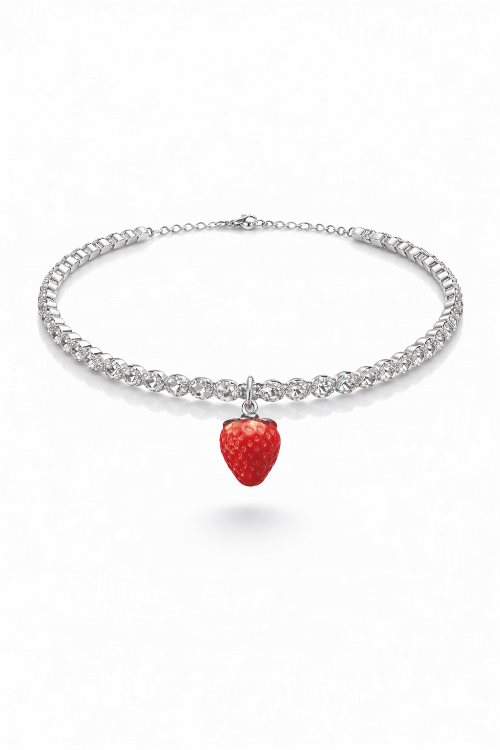 Zirconia necklace with a strawberry pendant