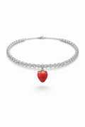 Zirconia necklace with a strawberry pendant